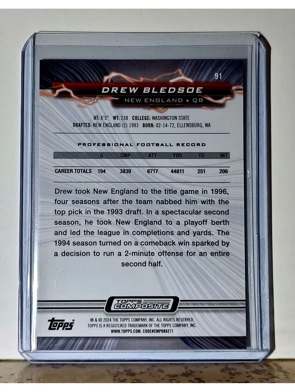 Drew Bledsoe 2023 Topps Resurgence NFL #91 Football Card New England Patriots